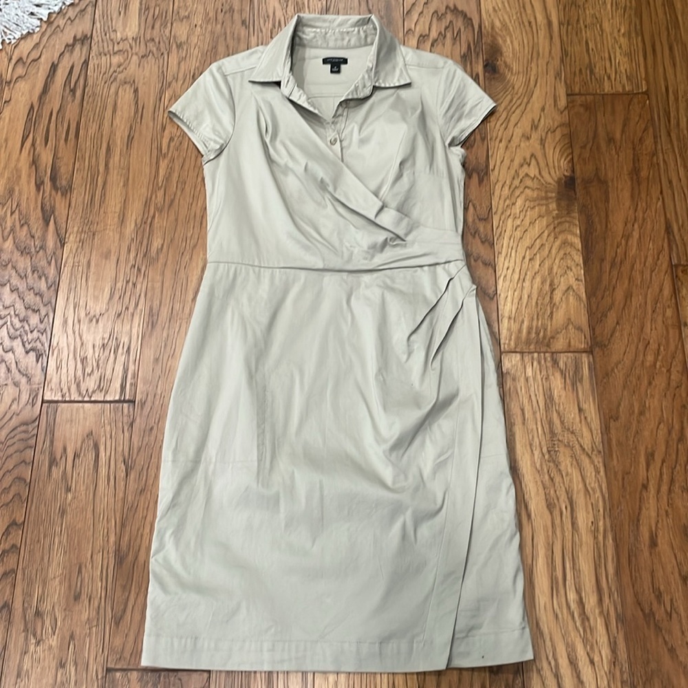 Ann Taylor Khaki Tan Faux Wrap Dress Size 4